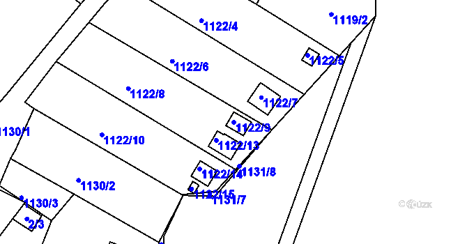 Parcela st. 1122/9 v KÚ Novosedlice, Katastrální mapa