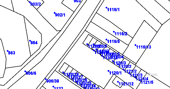 Parcela st. 1120/21 v KÚ Novosedlice, Katastrální mapa