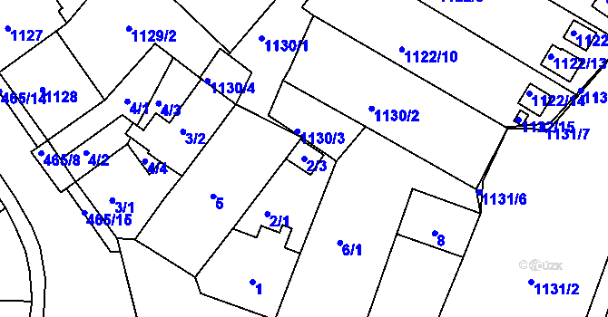 Parcela st. 2/3 v KÚ Novosedlice, Katastrální mapa