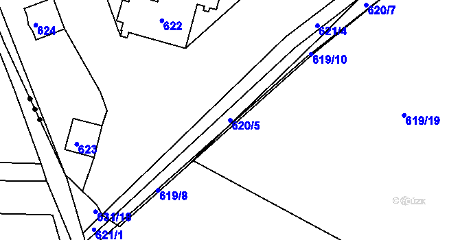 Parcela st. 620/5 v KÚ Novosedlice, Katastrální mapa