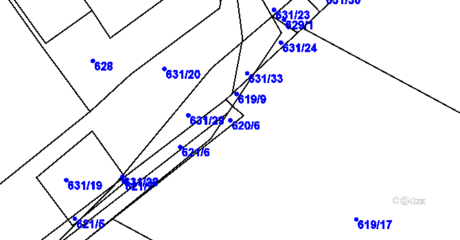 Parcela st. 620/6 v KÚ Novosedlice, Katastrální mapa