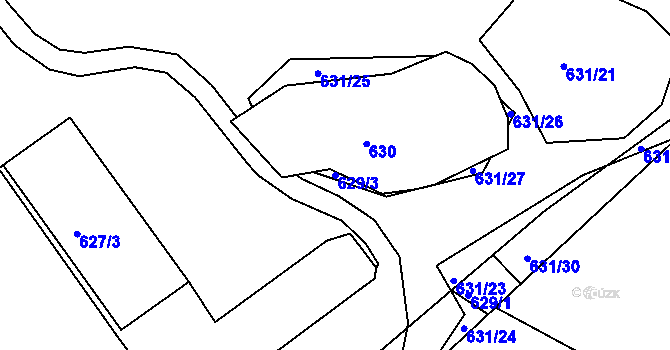 Parcela st. 629/3 v KÚ Novosedlice, Katastrální mapa