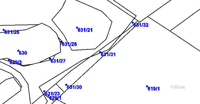 Parcela st. 631/31 v KÚ Novosedlice, Katastrální mapa