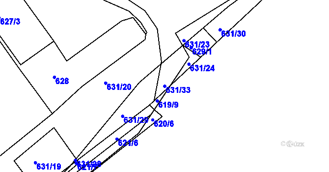 Parcela st. 631/33 v KÚ Novosedlice, Katastrální mapa