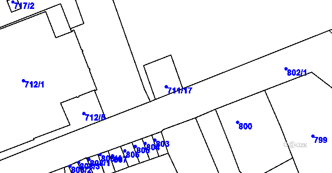 Parcela st. 711/17 v KÚ Novosedlice, Katastrální mapa