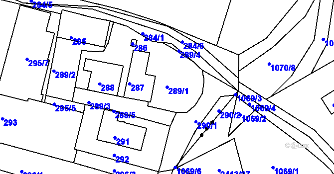 Parcela st. 289/1 v KÚ Novosedlice, Katastrální mapa