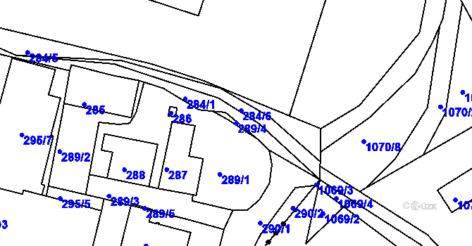 Parcela st. 289/4 v KÚ Novosedlice, Katastrální mapa
