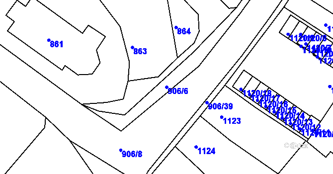 Parcela st. 906/6 v KÚ Novosedlice, Katastrální mapa