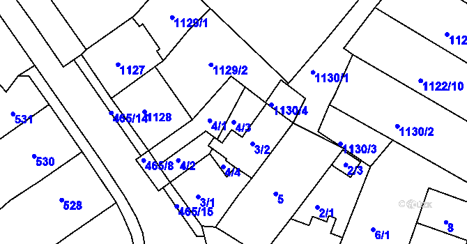 Parcela st. 4/3 v KÚ Novosedlice, Katastrální mapa