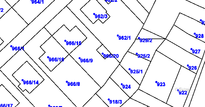Parcela st. 966/20 v KÚ Novosedlice, Katastrální mapa