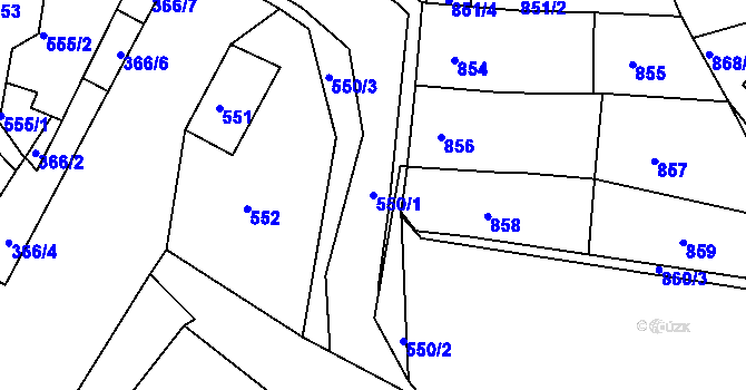 Parcela st. 550/1 v KÚ Novosedlice, Katastrální mapa
