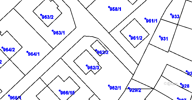 Parcela st. 962/2 v KÚ Novosedlice, Katastrální mapa