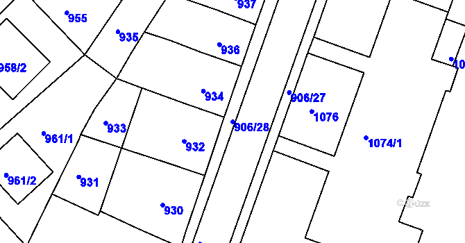 Parcela st. 906/28 v KÚ Novosedlice, Katastrální mapa