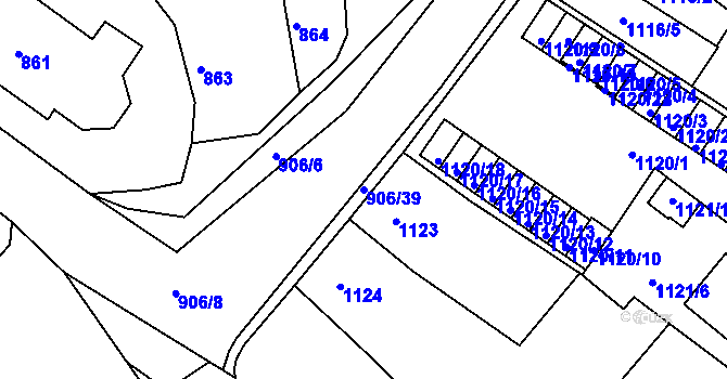 Parcela st. 906/39 v KÚ Novosedlice, Katastrální mapa