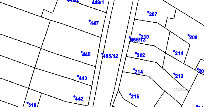Parcela st. 465/12 v KÚ Novosedlice, Katastrální mapa
