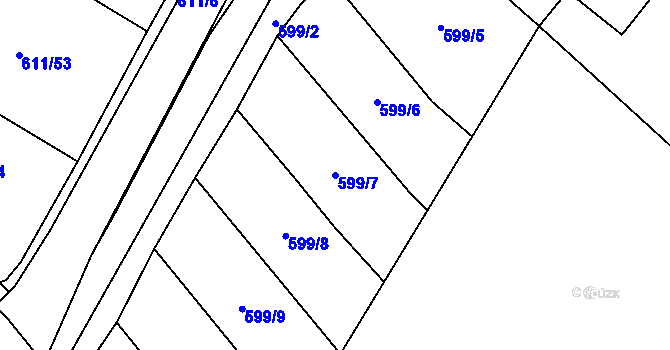 Parcela st. 599/7 v KÚ Novosedlice, Katastrální mapa