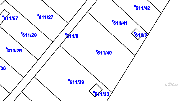 Parcela st. 611/40 v KÚ Novosedlice, Katastrální mapa