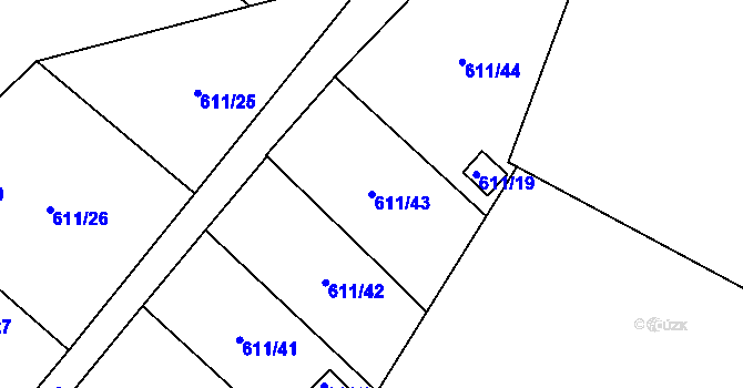 Parcela st. 611/43 v KÚ Novosedlice, Katastrální mapa