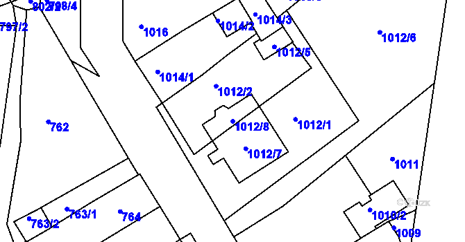 Parcela st. 1012/8 v KÚ Novosedlice, Katastrální mapa