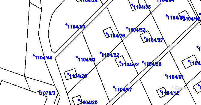 Parcela st. 1104/52 v KÚ Novosedlice, Katastrální mapa