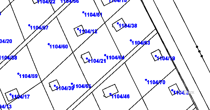 Parcela st. 1104/64 v KÚ Novosedlice, Katastrální mapa