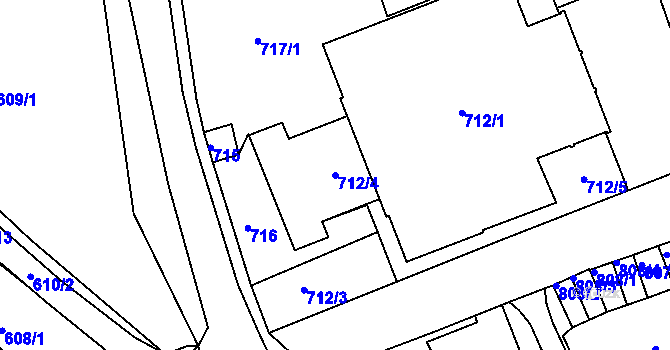 Parcela st. 712/4 v KÚ Novosedlice, Katastrální mapa