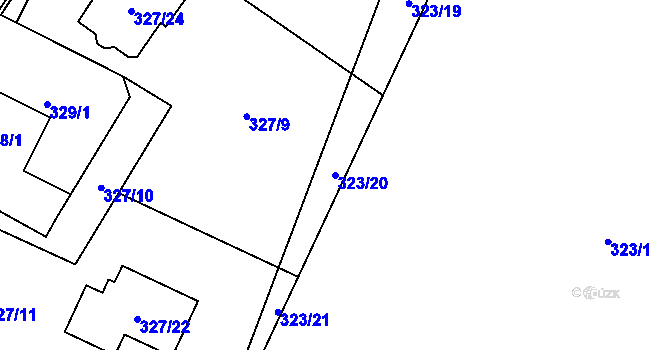 Parcela st. 323/20 v KÚ Novosedlice, Katastrální mapa