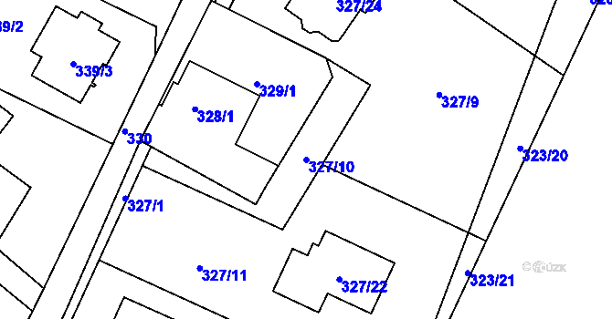 Parcela st. 327/10 v KÚ Novosedlice, Katastrální mapa