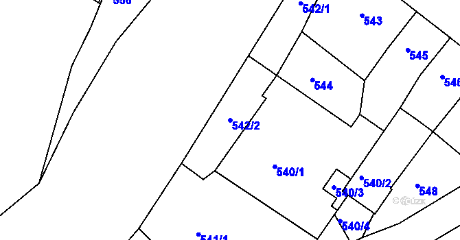 Parcela st. 542/2 v KÚ Novosedlice, Katastrální mapa