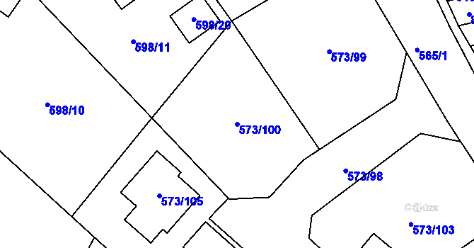 Parcela st. 573/100 v KÚ Novosedlice, Katastrální mapa