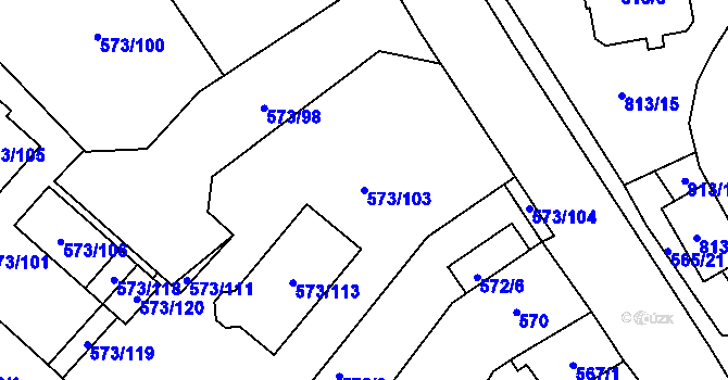 Parcela st. 573/103 v KÚ Novosedlice, Katastrální mapa