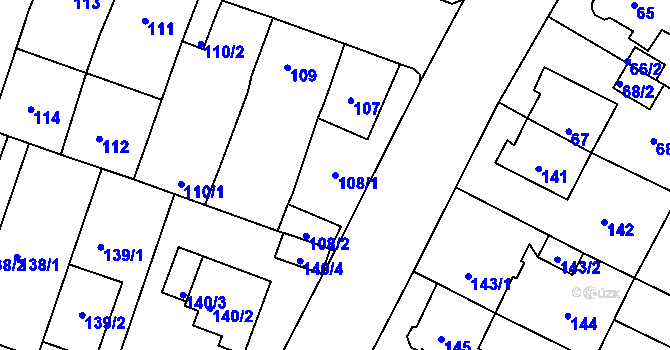 Parcela st. 108/1 v KÚ Novosedlice, Katastrální mapa
