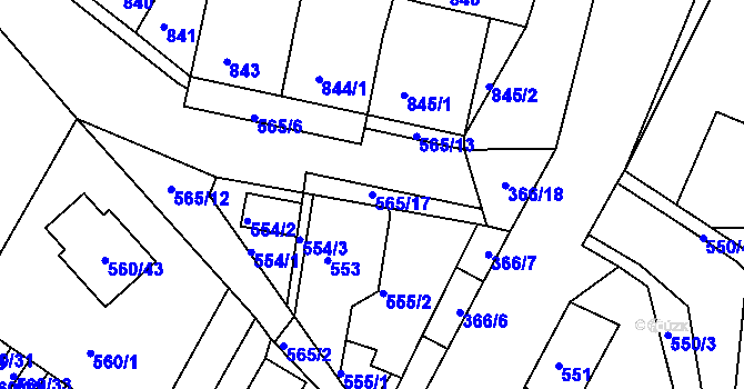 Parcela st. 565/17 v KÚ Novosedlice, Katastrální mapa
