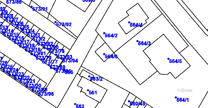 Parcela st. 564/6 v KÚ Novosedlice, Katastrální mapa