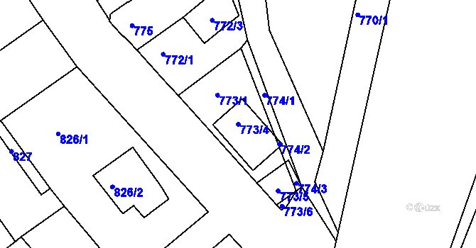 Parcela st. 773/4 v KÚ Novosedlice, Katastrální mapa