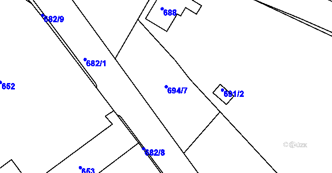 Parcela st. 694/7 v KÚ Novosedlice, Katastrální mapa