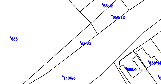 Parcela st. 638/3 v KÚ Novosedlice, Katastrální mapa