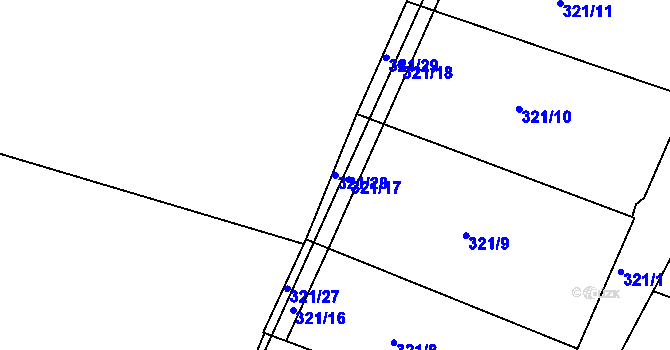 Parcela st. 321/28 v KÚ Novosedlice, Katastrální mapa