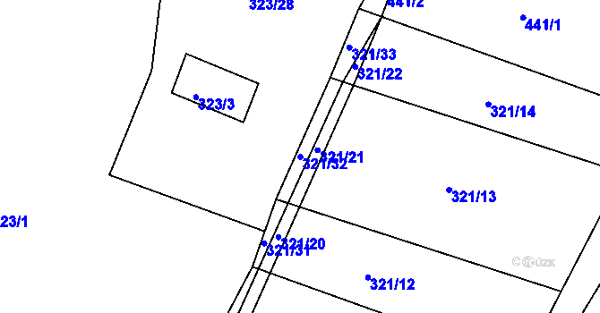 Parcela st. 321/32 v KÚ Novosedlice, Katastrální mapa