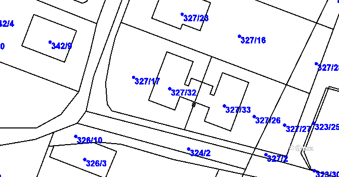 Parcela st. 327/32 v KÚ Novosedlice, Katastrální mapa