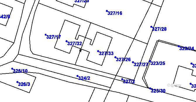 Parcela st. 327/33 v KÚ Novosedlice, Katastrální mapa