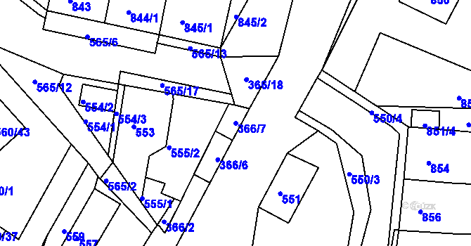 Parcela st. 366/7 v KÚ Novosedlice, Katastrální mapa