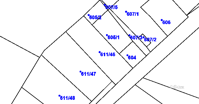 Parcela st. 611/46 v KÚ Novosedlice, Katastrální mapa