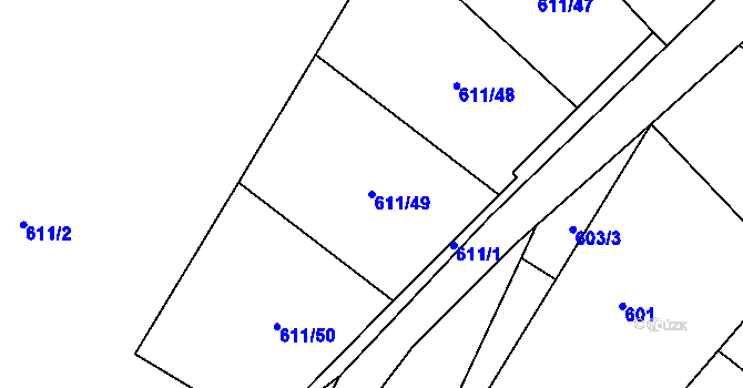 Parcela st. 611/49 v KÚ Novosedlice, Katastrální mapa