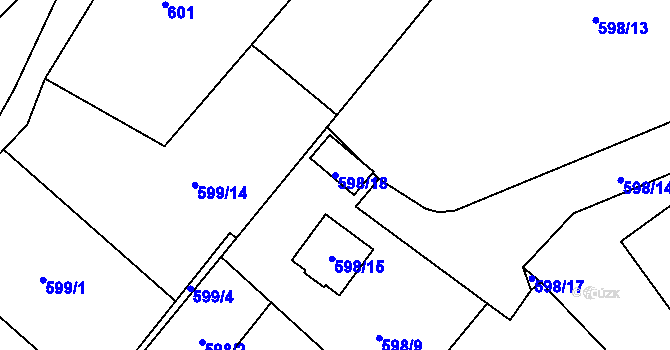 Parcela st. 598/18 v KÚ Novosedlice, Katastrální mapa