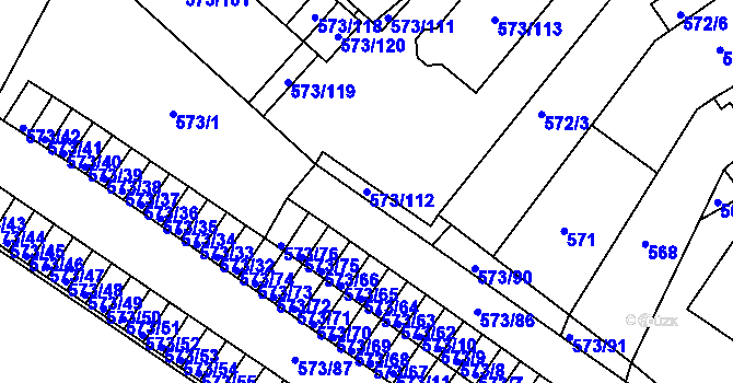 Parcela st. 573/112 v KÚ Novosedlice, Katastrální mapa