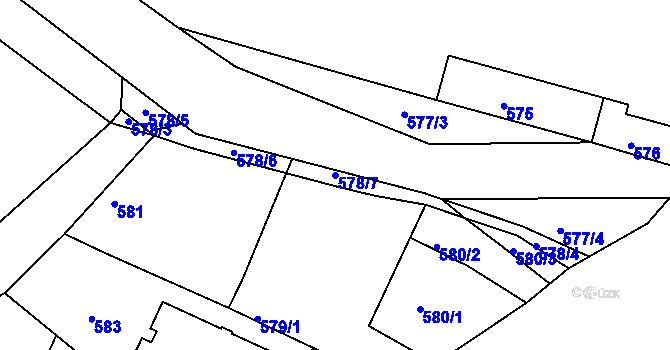 Parcela st. 578/7 v KÚ Novosedlice, Katastrální mapa