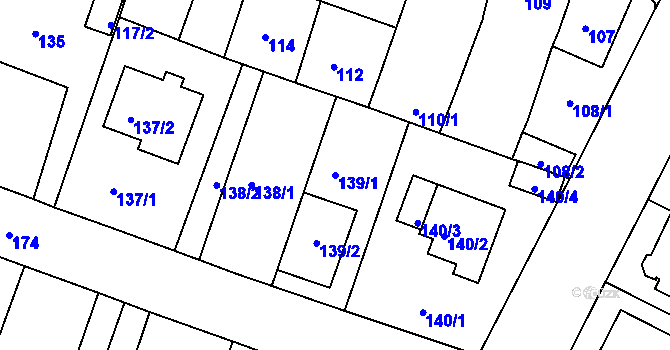 Parcela st. 139/1 v KÚ Novosedlice, Katastrální mapa