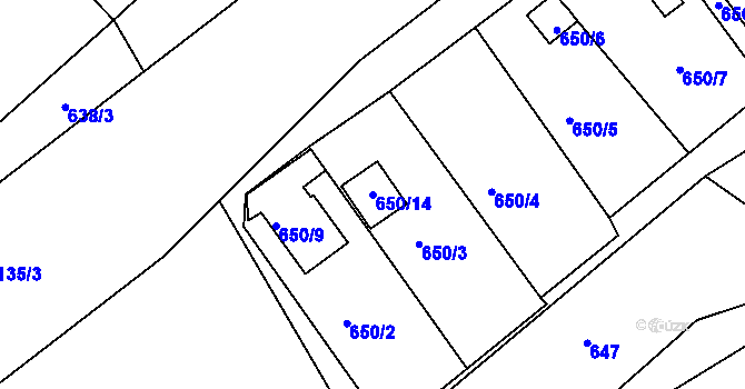 Parcela st. 650/14 v KÚ Novosedlice, Katastrální mapa