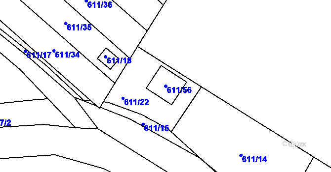 Parcela st. 611/56 v KÚ Novosedlice, Katastrální mapa